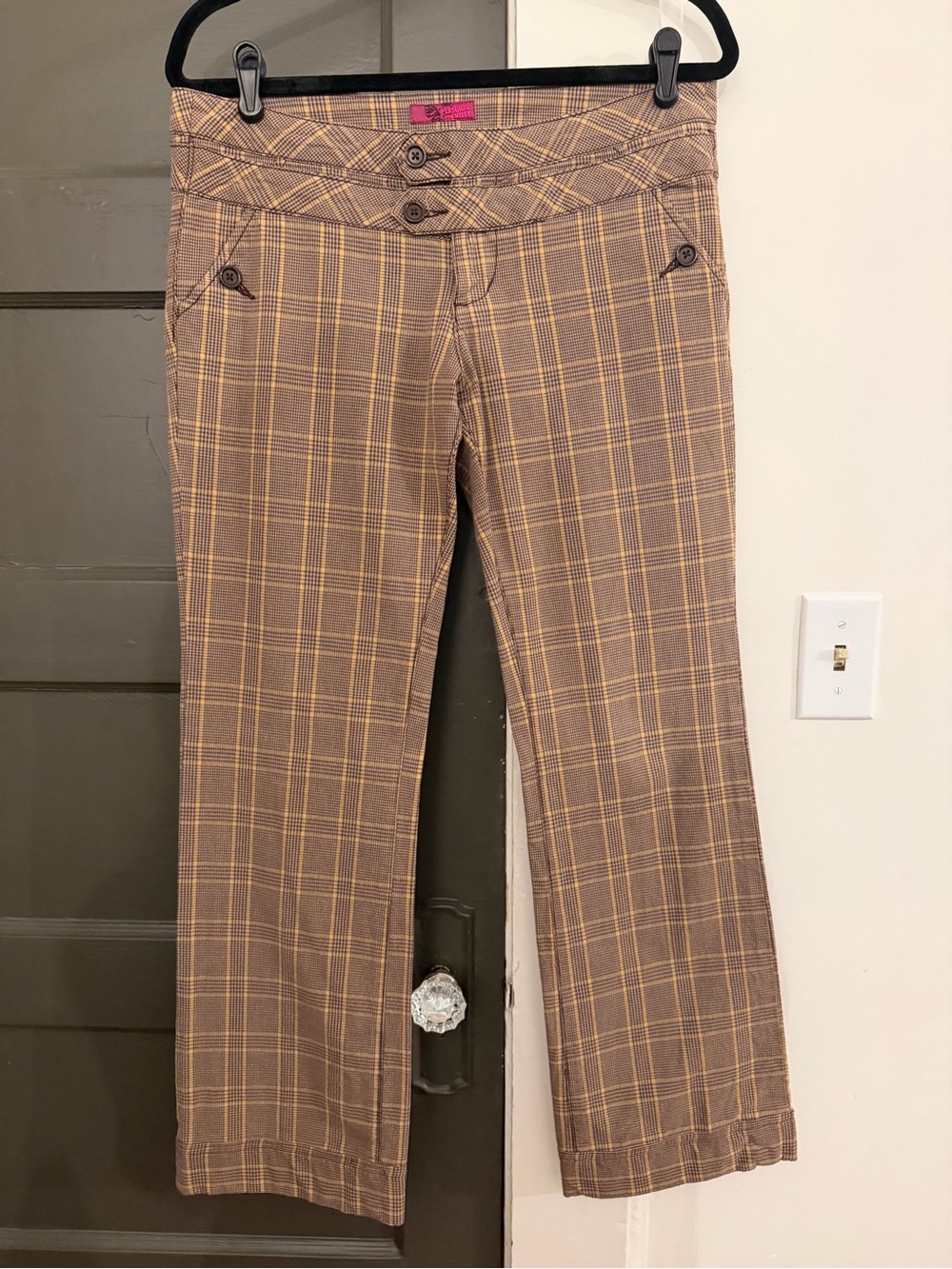 Y2K plaid low rise trousers